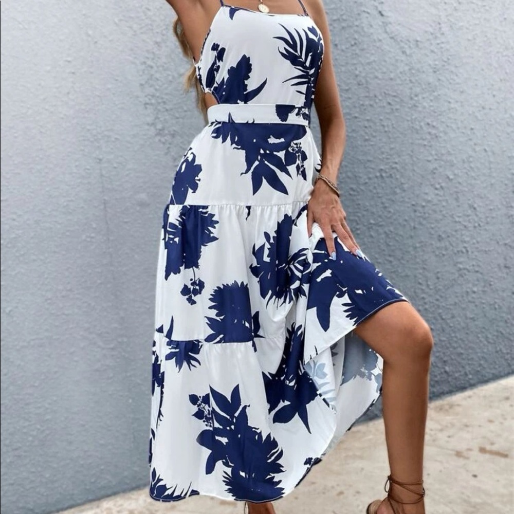 Floral Print Tie Back Cami Dress - Picture 6 of 12